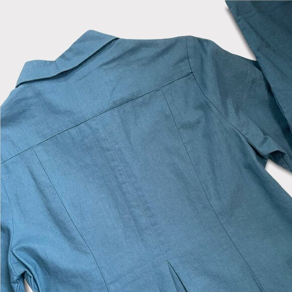 Simple Noelle Blue Linen Button Up Top S/M - Picture 5 of 5